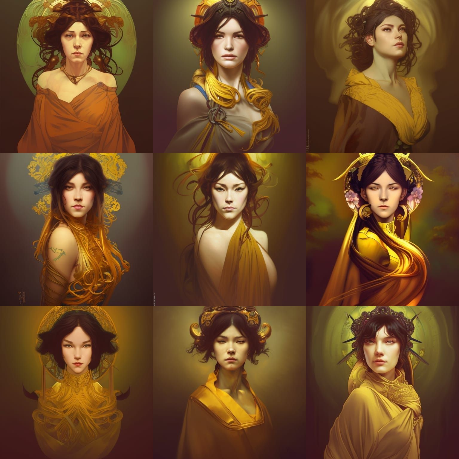Ethereal Dark Fantasy Maiden in Yellow Ajah Robes