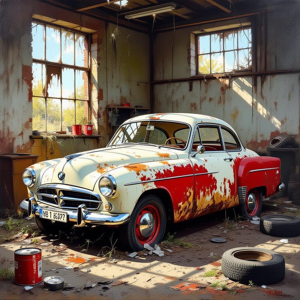 Rusty 1960 BMW 501 Abandoned in Workshop