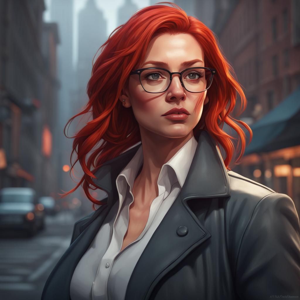 Glamorous Female Detective in Triadic Hues