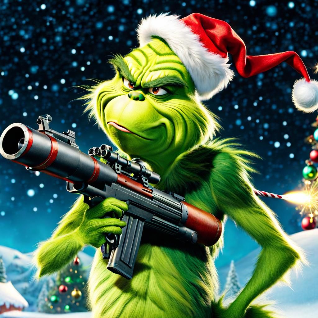 Grinch Christmas, shoots rocket launcher