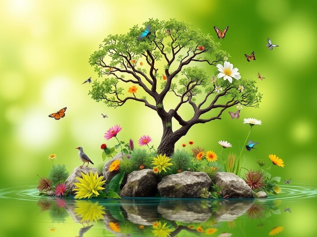 Lush Green Nature Scene with Glossy Finish