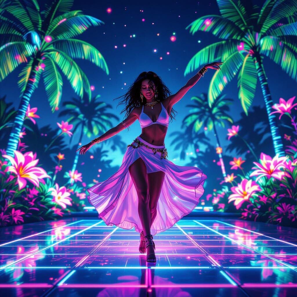 Radiant Dancer on Cyberpunk Neon Dancefloor