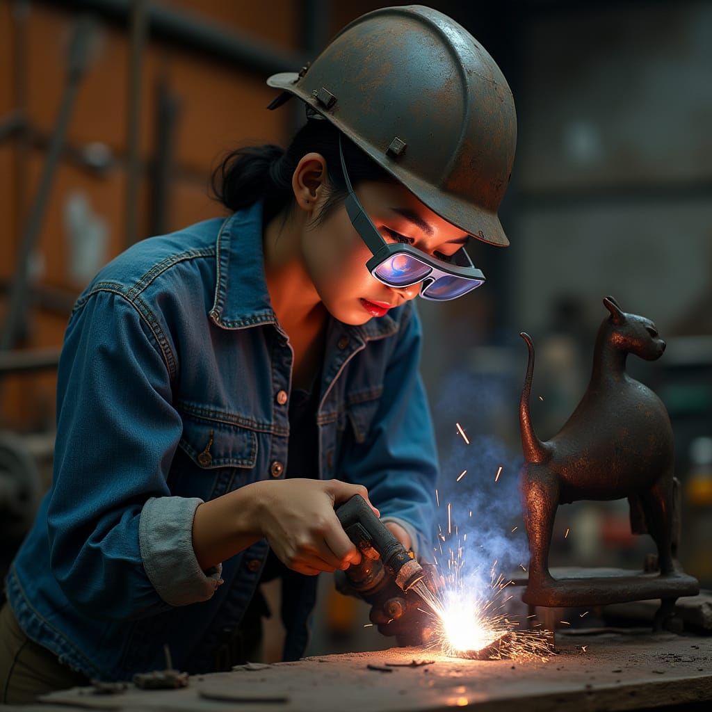 Vietnamese Welder in Industrial Workshop