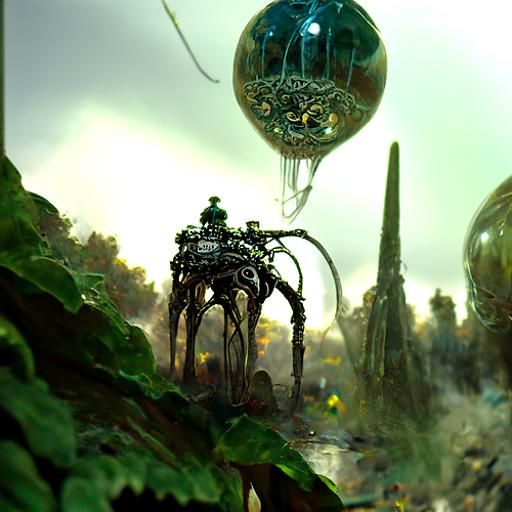 Hyperrealistic Steampunk Temple in a Jungle Ambience