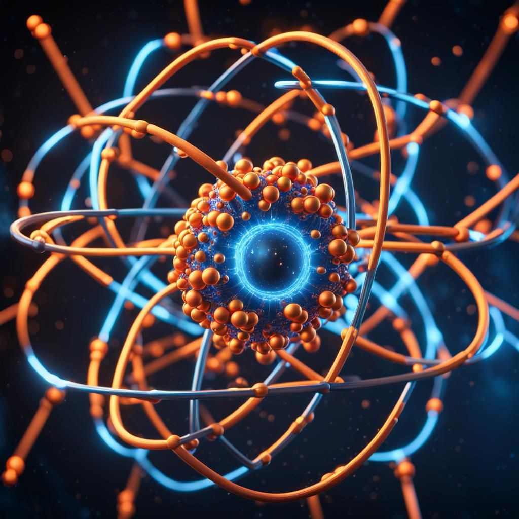 Realistic Atom Structure in Epic Science Concept Art