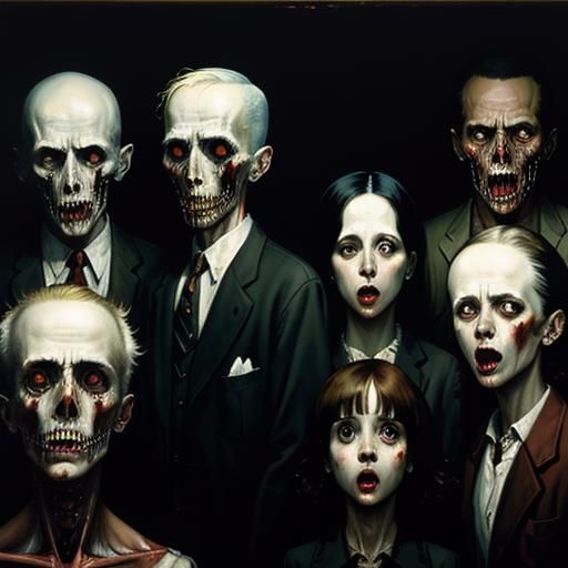 Warm Americana Night of the Undead Oil Painting