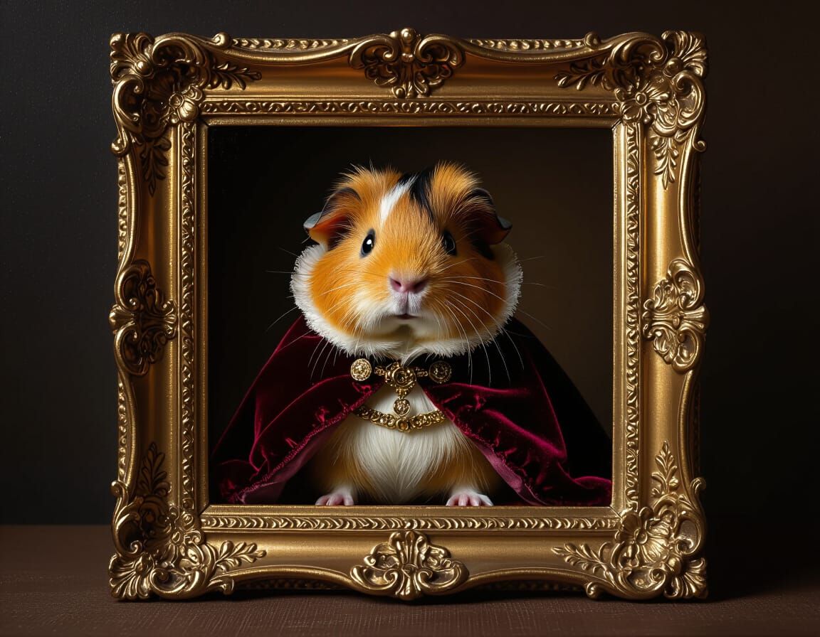 Guinea Pig Portrait in Baroque Style
