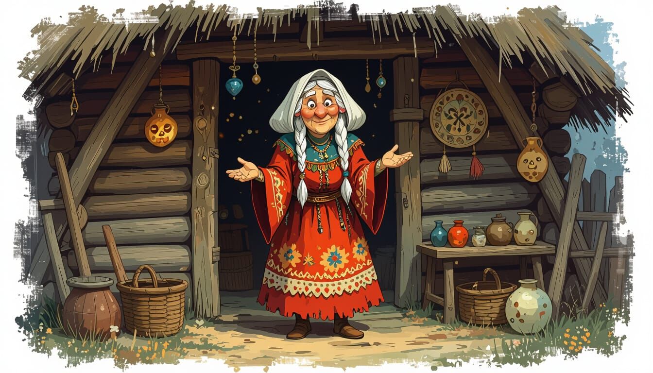 Baba Yaga in Fantasycore Cartoon Style
