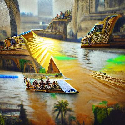 Ancient Egyptian Masterpiece: Solar Boat on the Nile River