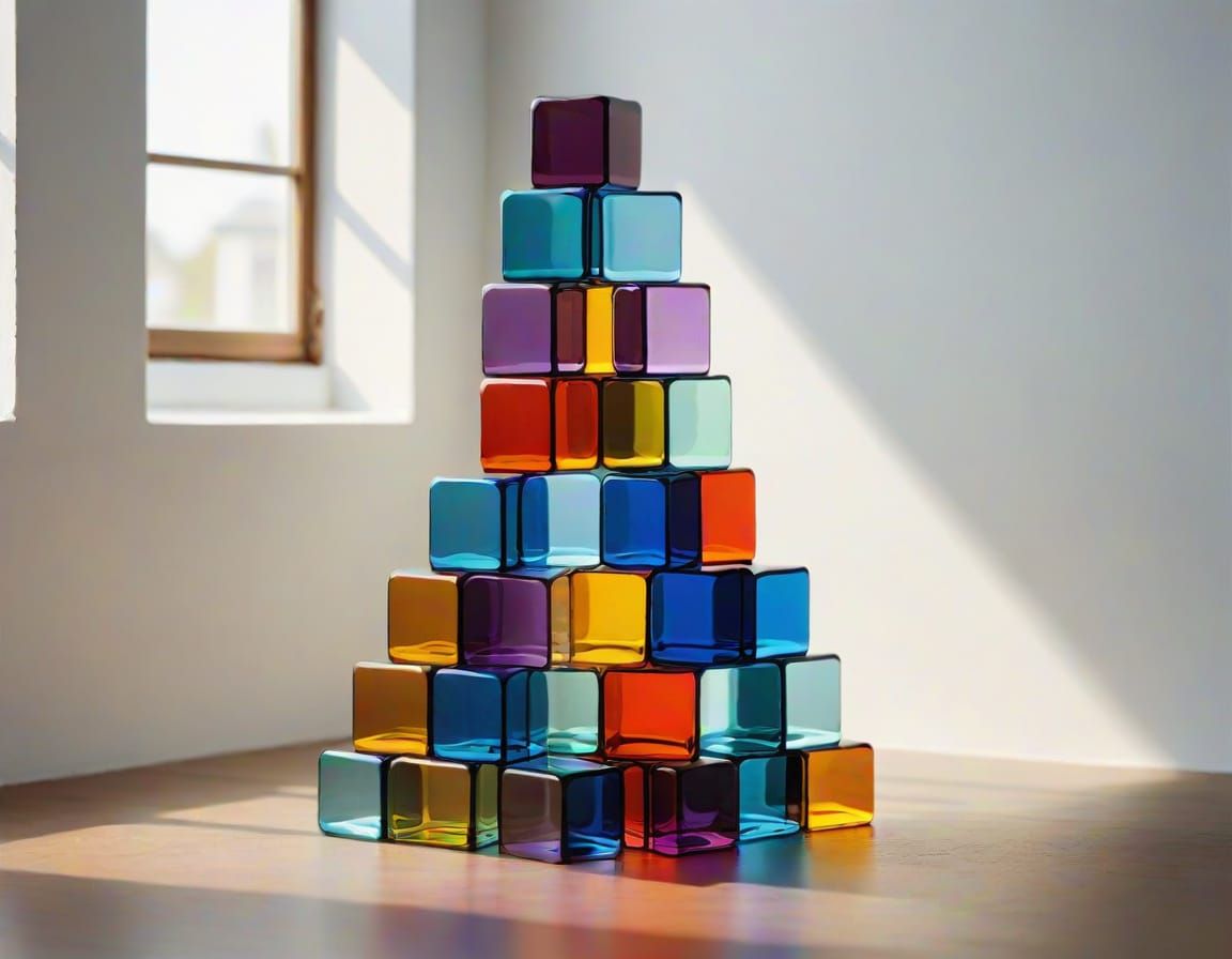 Minimalist Glass Pyramid Still Life