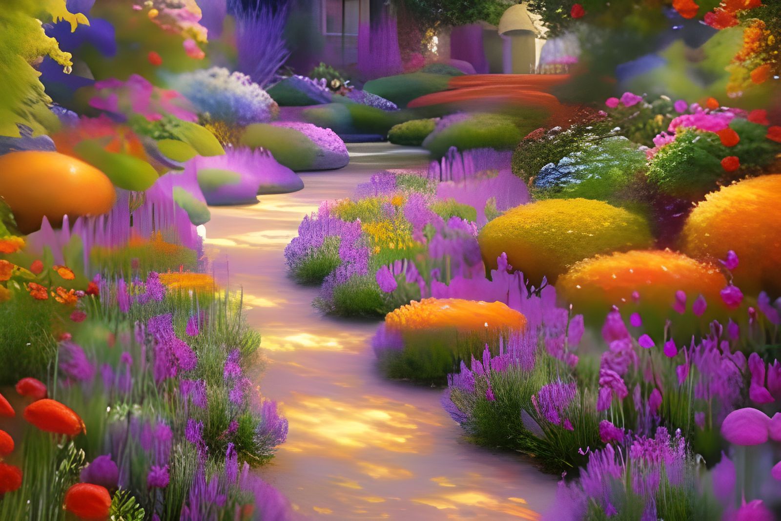 Beautiful Flower Garden with Peaceful Pathway -2877