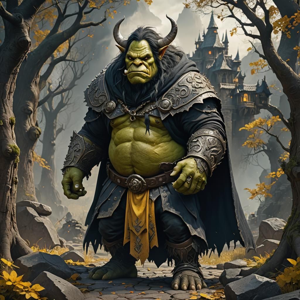Mighty Ogre Guardian in Deep Fantasy Landscape