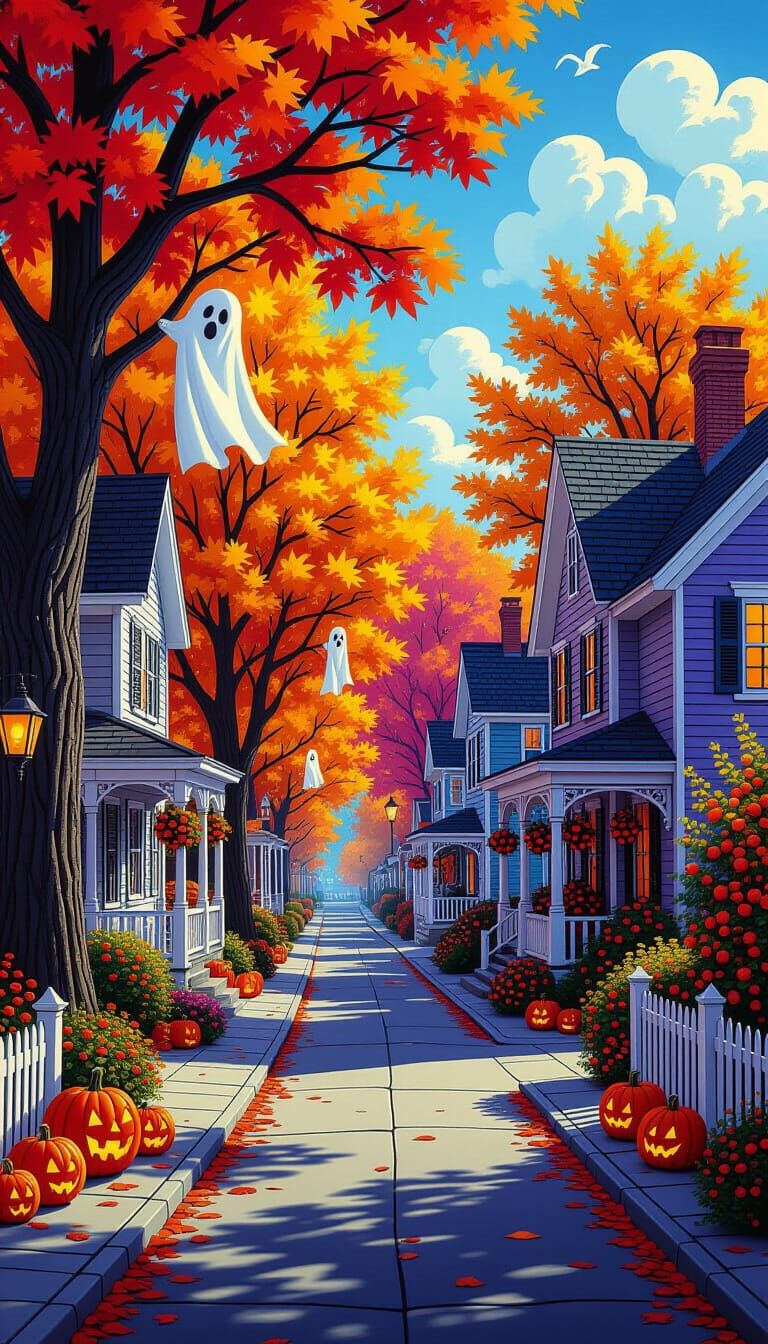 Neo Psychedelic Fantasy Street Scene in 3D Bas Relief