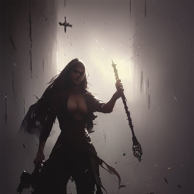 Cyberpunk Ghost Silhouetted by Industrial Light