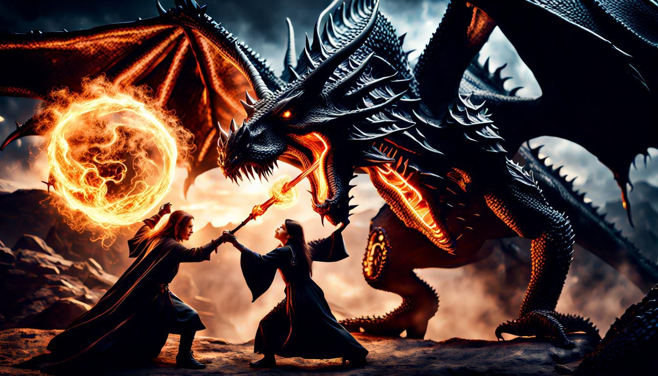 Epic Fantasy Battle Scene Depicted in Hyperrealistic HDR