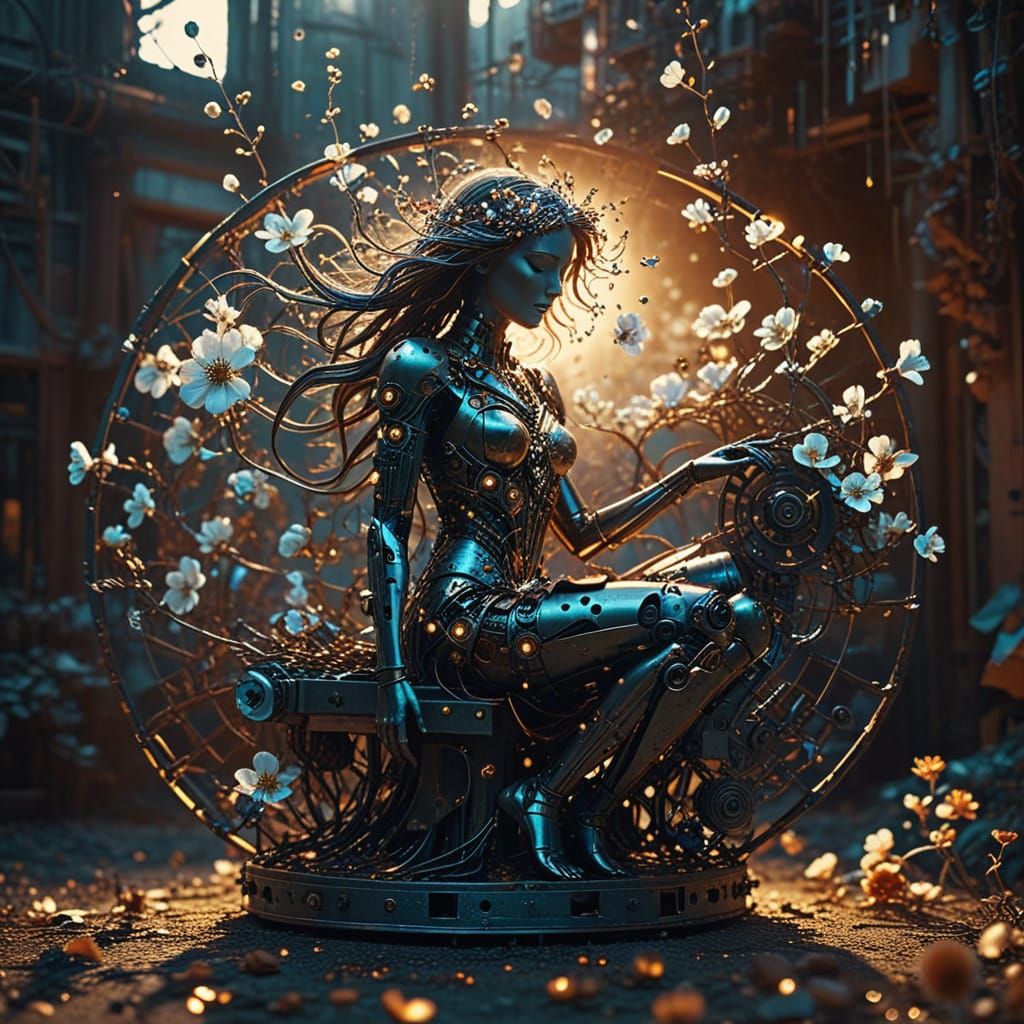 Surreal Dance of Time, Nature, and Machine