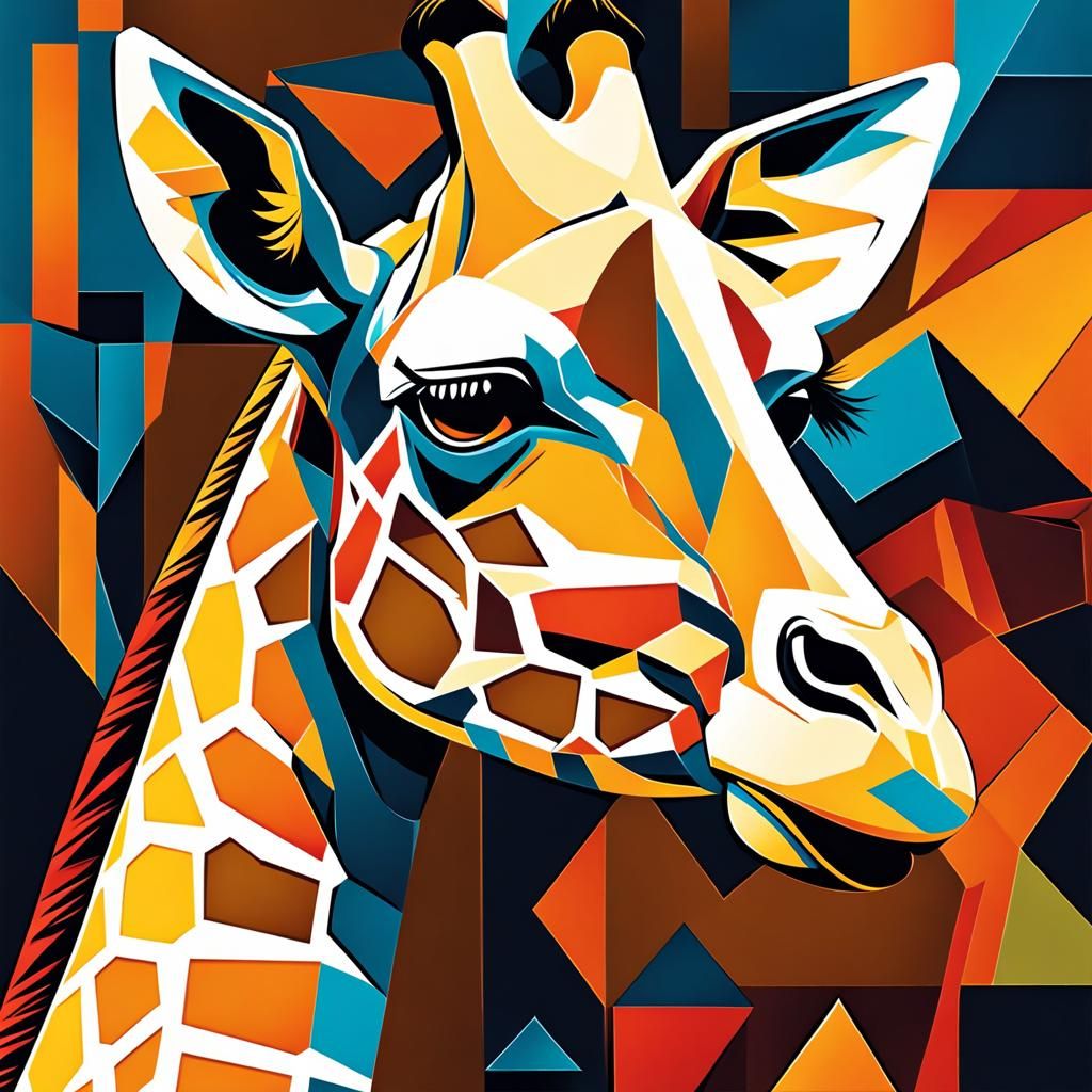 Cubist Giraffe in Neo-Cubist Style