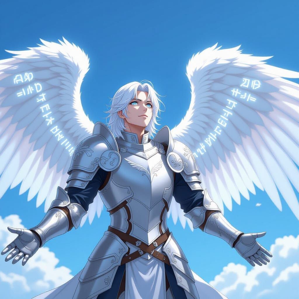 Male Angel in Silver Armor, Anime Key Visual