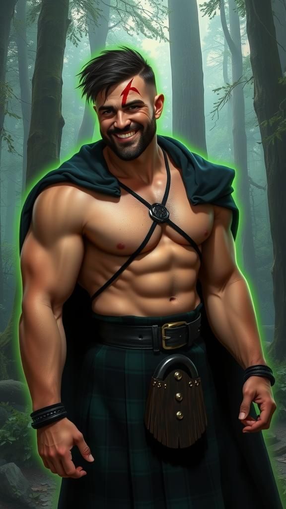 Muscled Warrior in Fantasy Forest