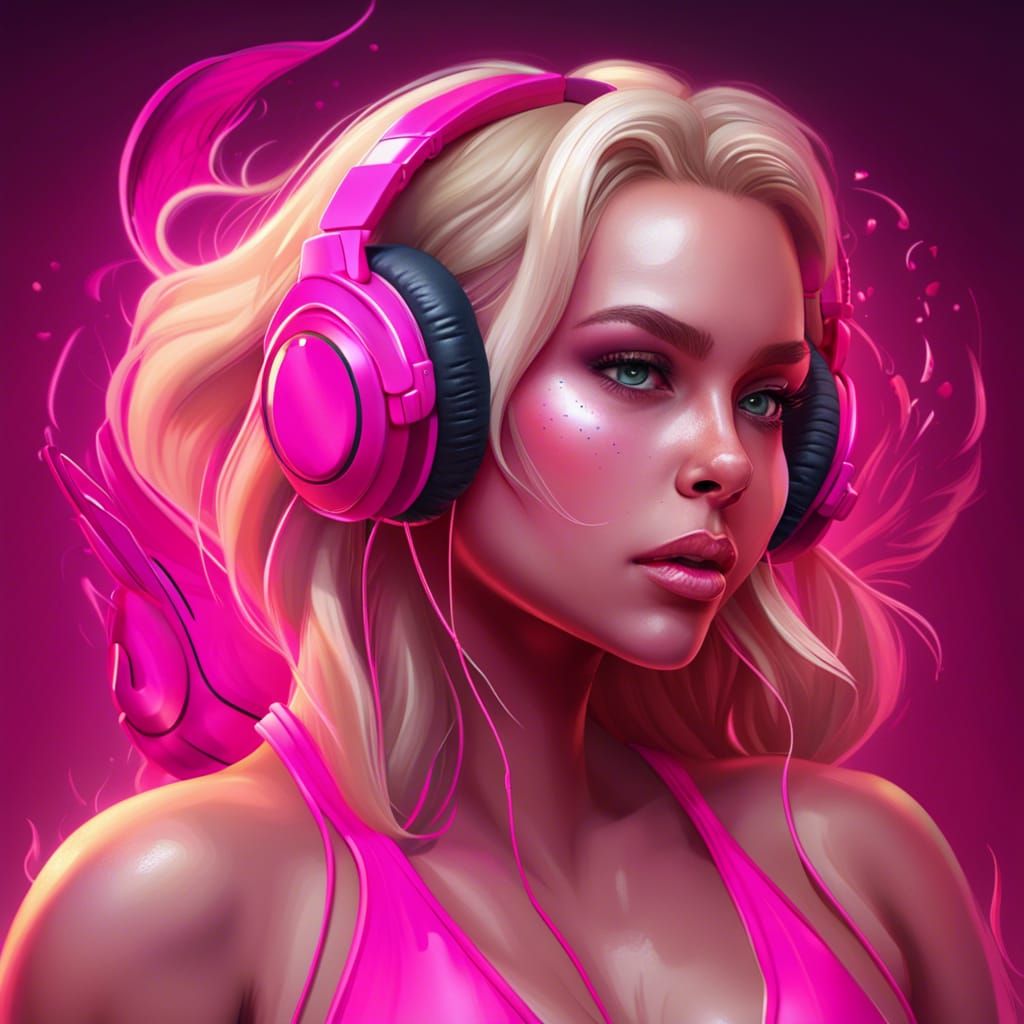 Glamorous Fantasy Pin-Up in Vibrant Pink Hues