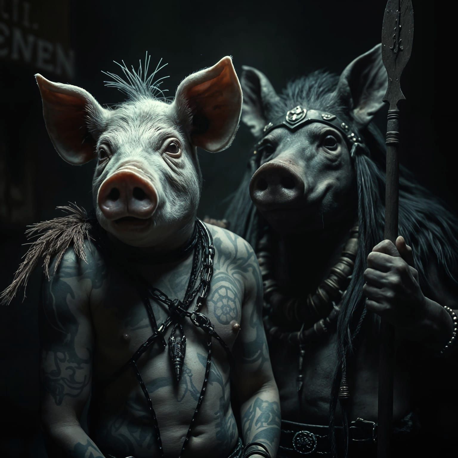 Tribal Boar-Shaman Tattooist with Piercings