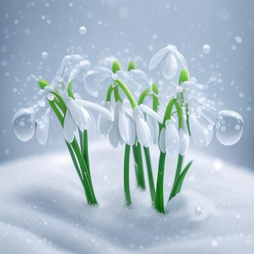 Epic Snowdrops Unfold under the Snow in Hyperrealistic Detai...