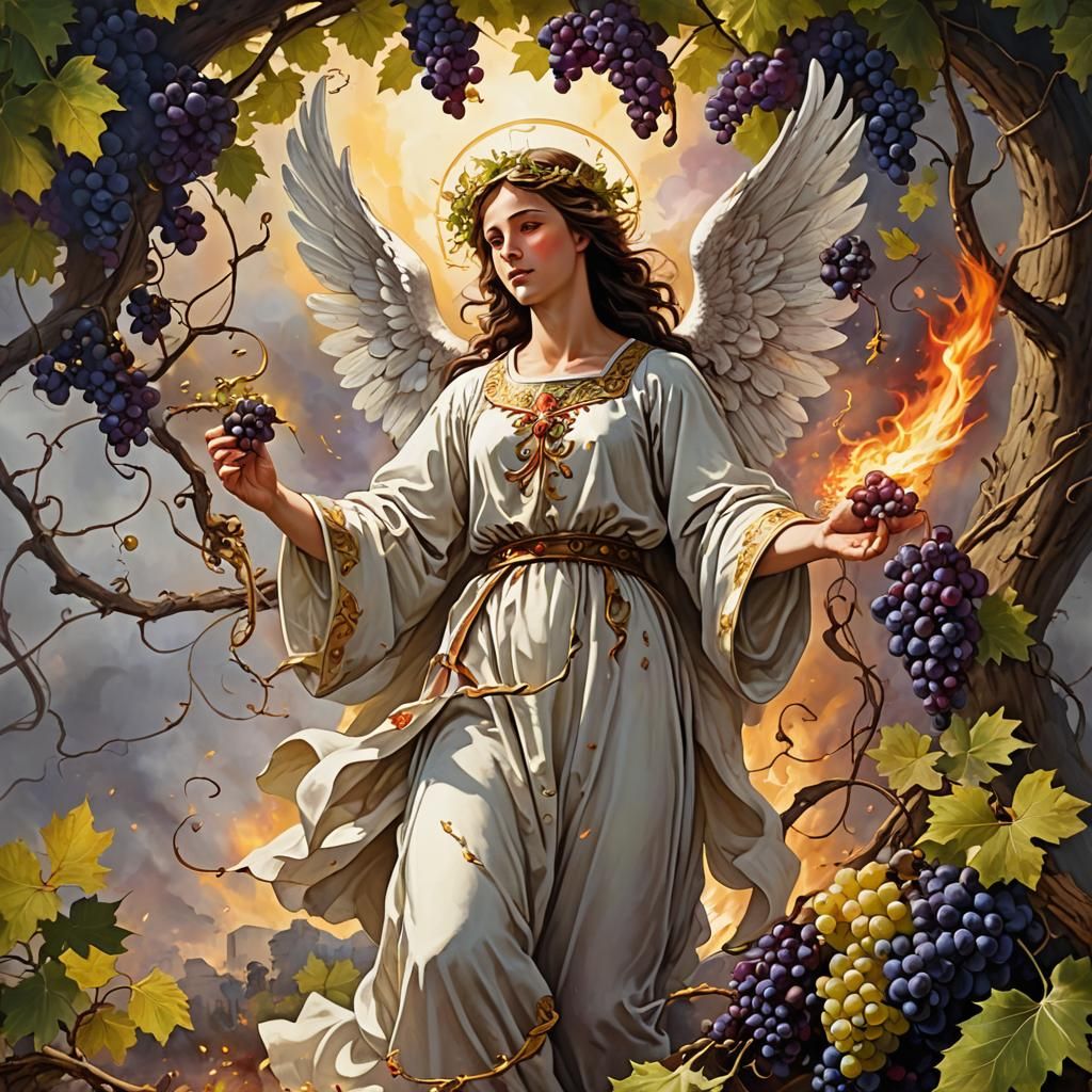 Angelic Figure Prepares for Apocalypse in Fiery Liturgical A...
