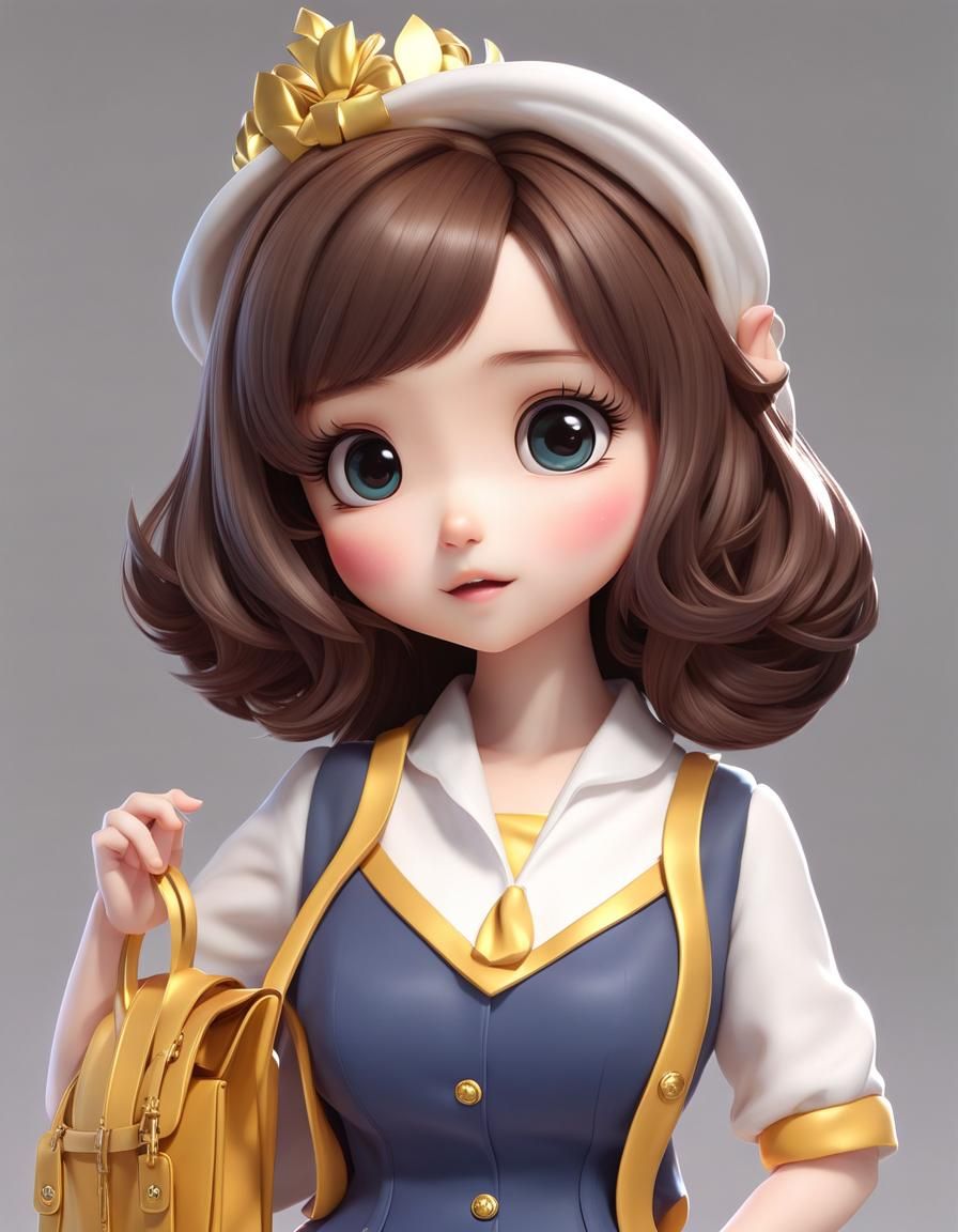 Chibi Moe Character Portrait in Modern Disney Style
