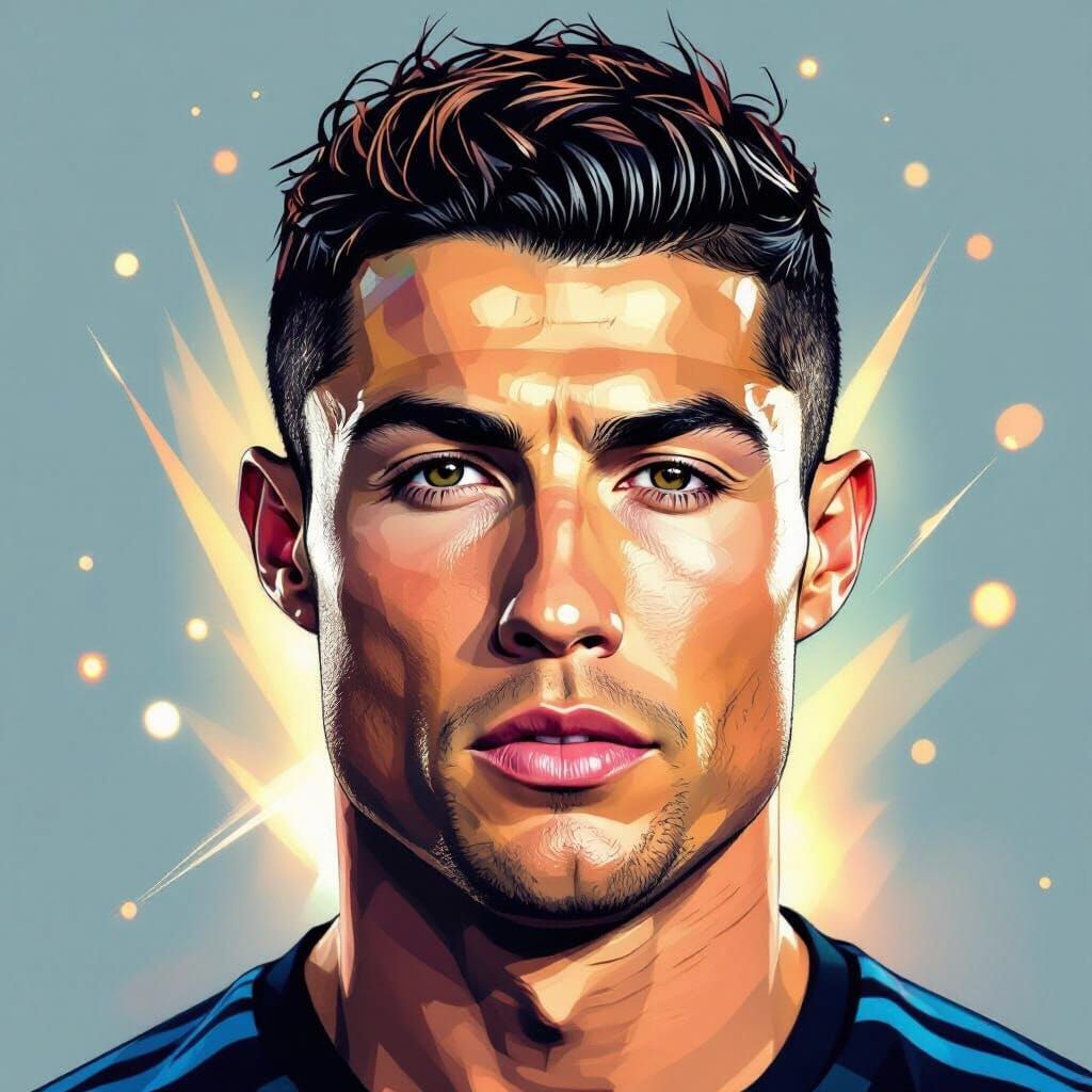 Cristiano Ronaldo Digital Portrait With Dynamic Lines