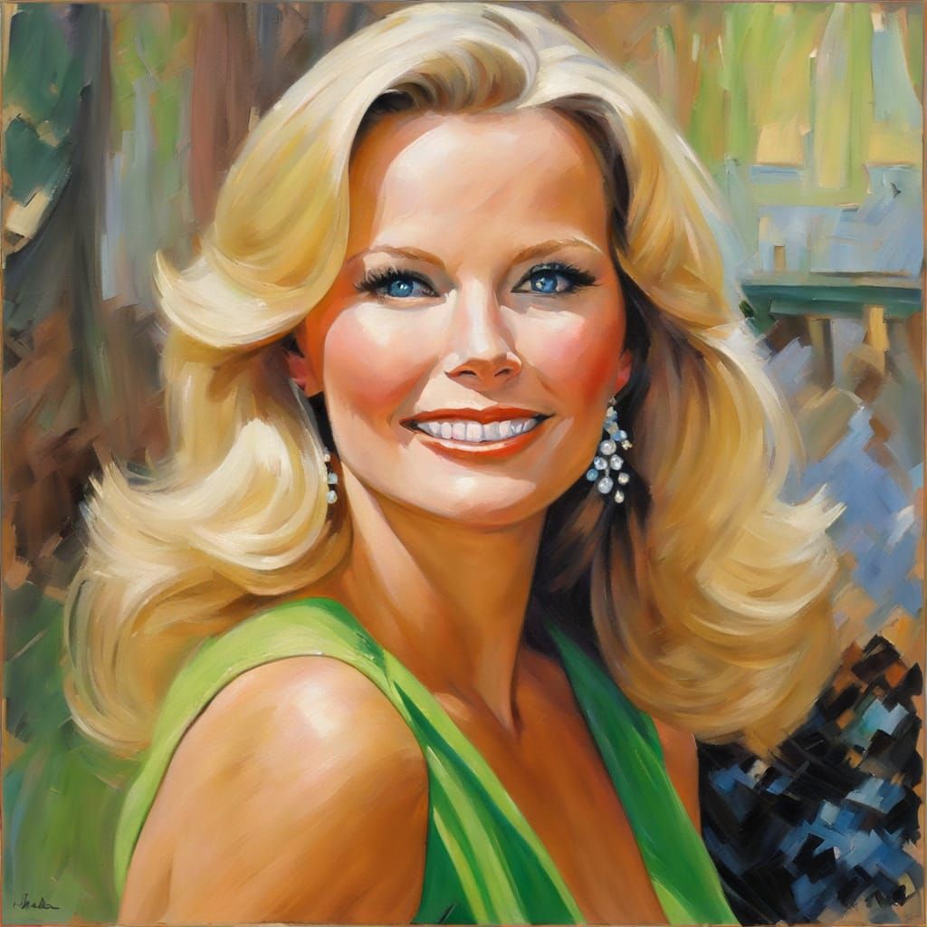 Retro Oil Portrait of a Beautiful Woman