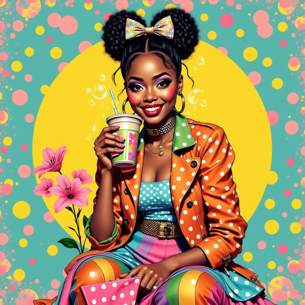 Colorful Gamer Girl in Comic Book Style