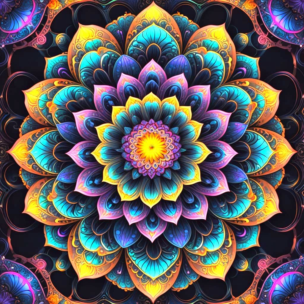 Ethereal Lotus Flower in Mandelbrot Fractal Art