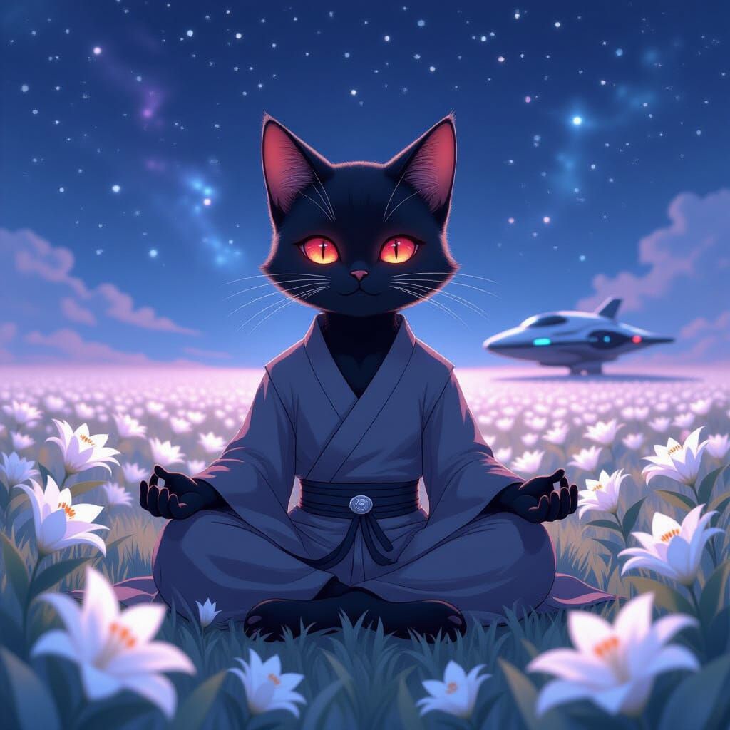 Stylized anime art, full-body low-angle hero shot. Nyxemi Ri...