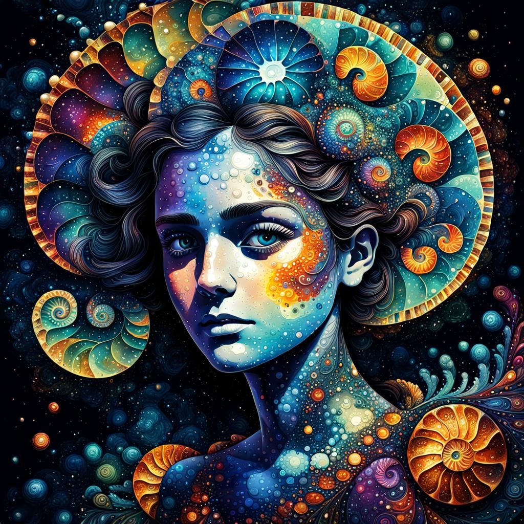 Stunning Post-Impressionist Portrait with Ink Splashes and F...