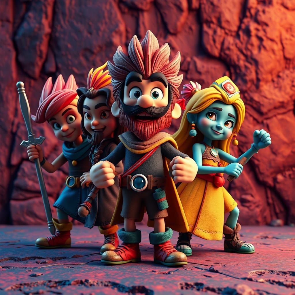 Heroic Claymation Characters in Fantasy Concept Art Style