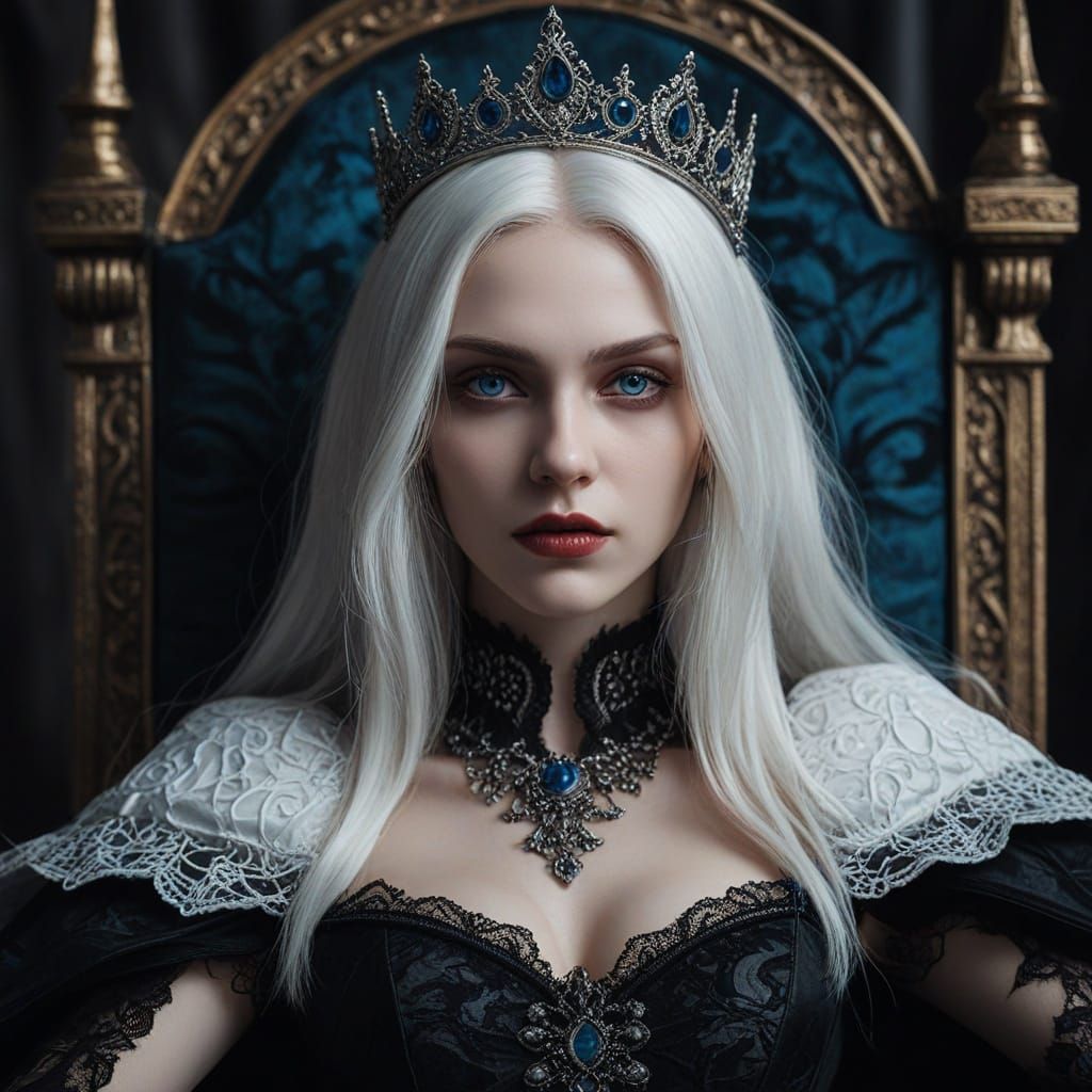 Gothic Vampire Princess on Throne: Fantasy Art