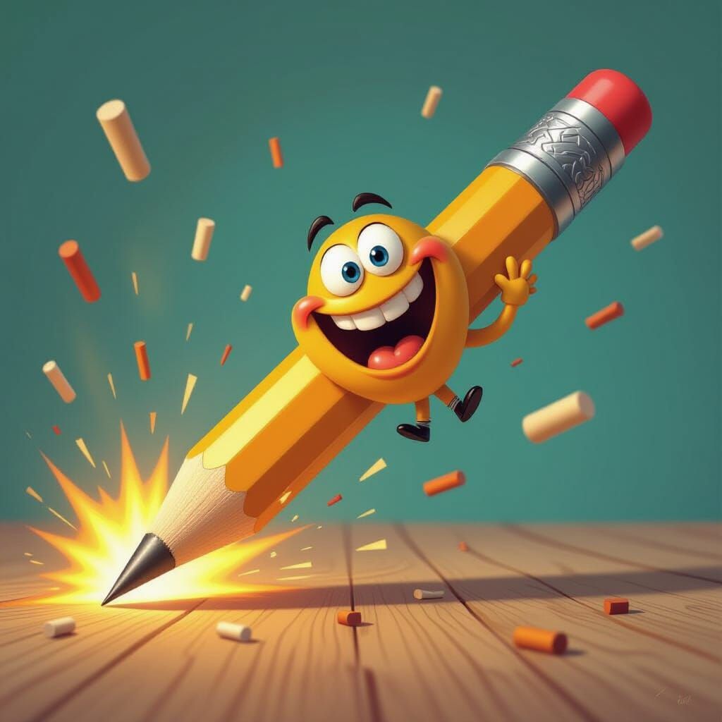 Joyful Pencil Transforms into Gleaming Shotgun