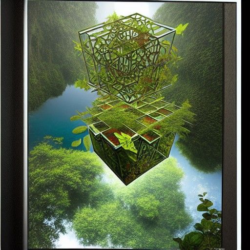 Surreal, Overgrown Temple Labyrinth Floating Above Ground