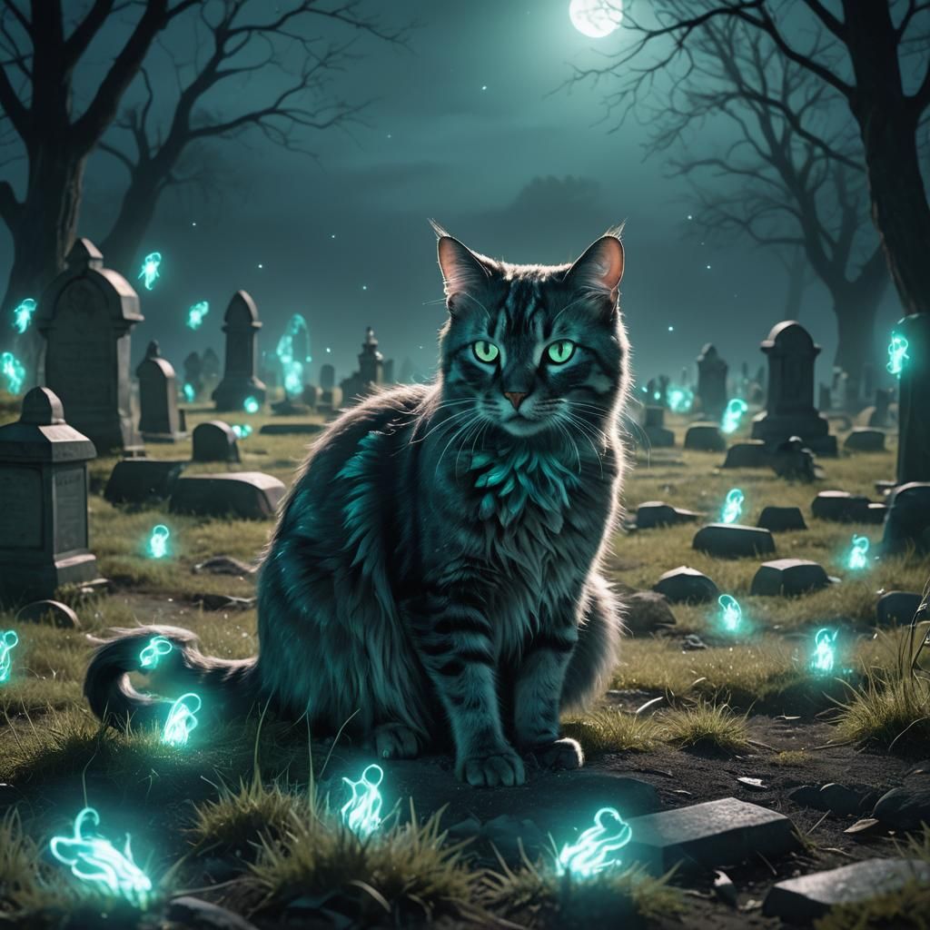 Bioluminescent Cat Hunts Glowing Mice at Night