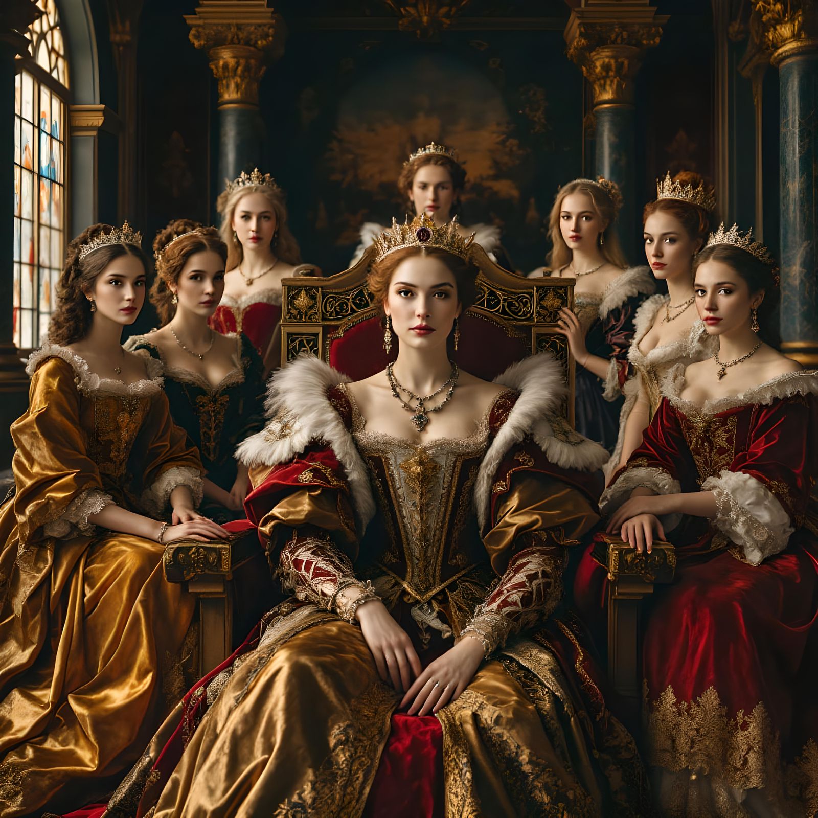 Regal Queen in Elegant Waiting Chamber