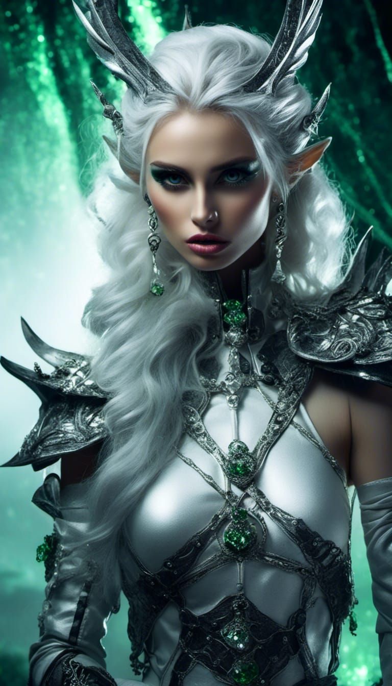 Ethereal Elf Maiden with Glaive, in Dark Fantasy Style