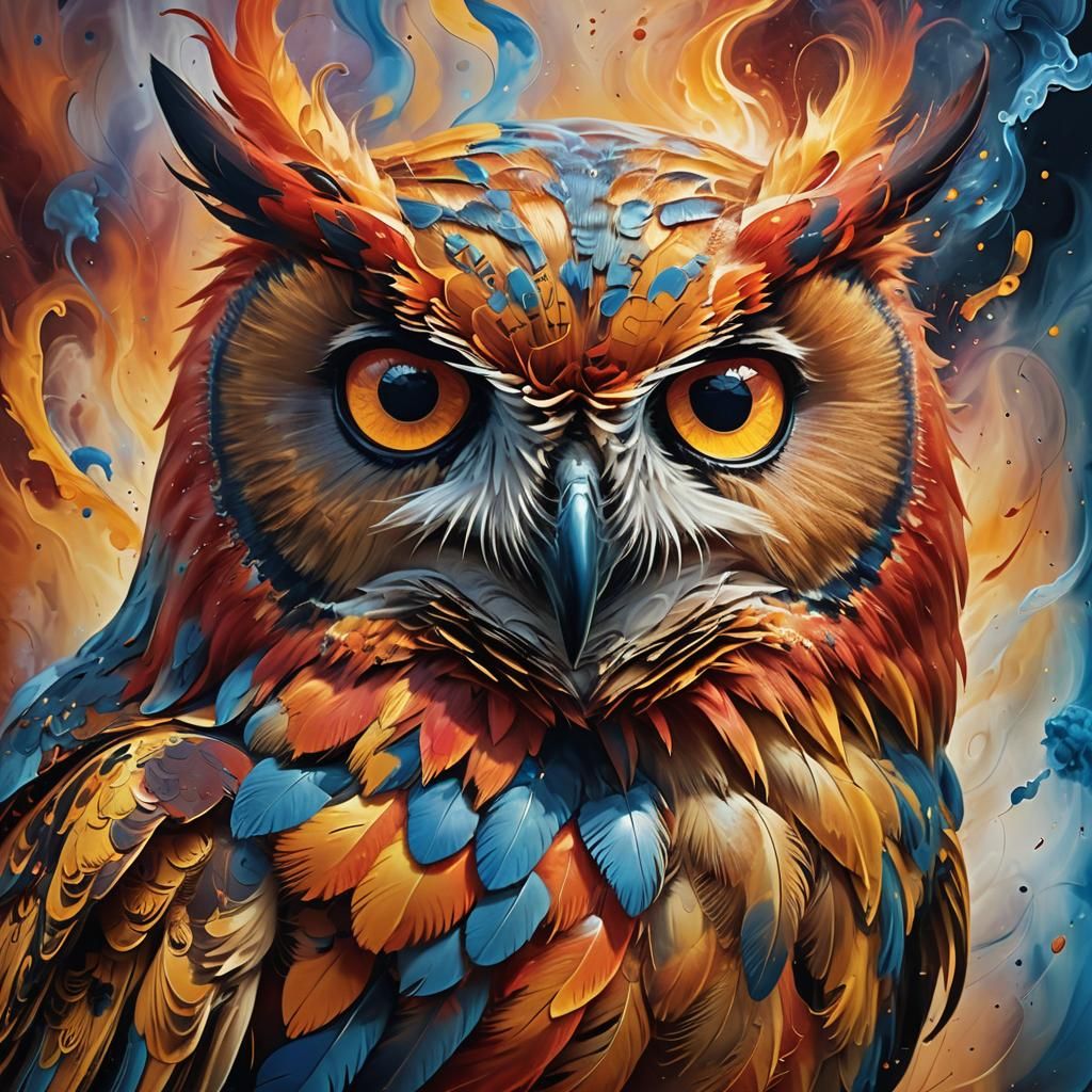 Ethereal Flame Spirit in Vibrant Abstract Expressionism