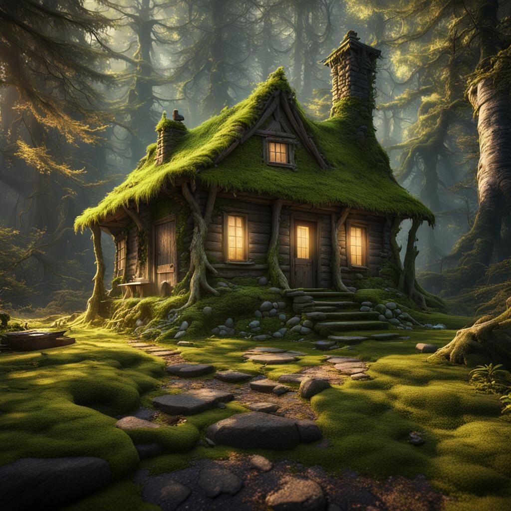 Mossy Fantasy Cabin Scene in Unreal Engine 5