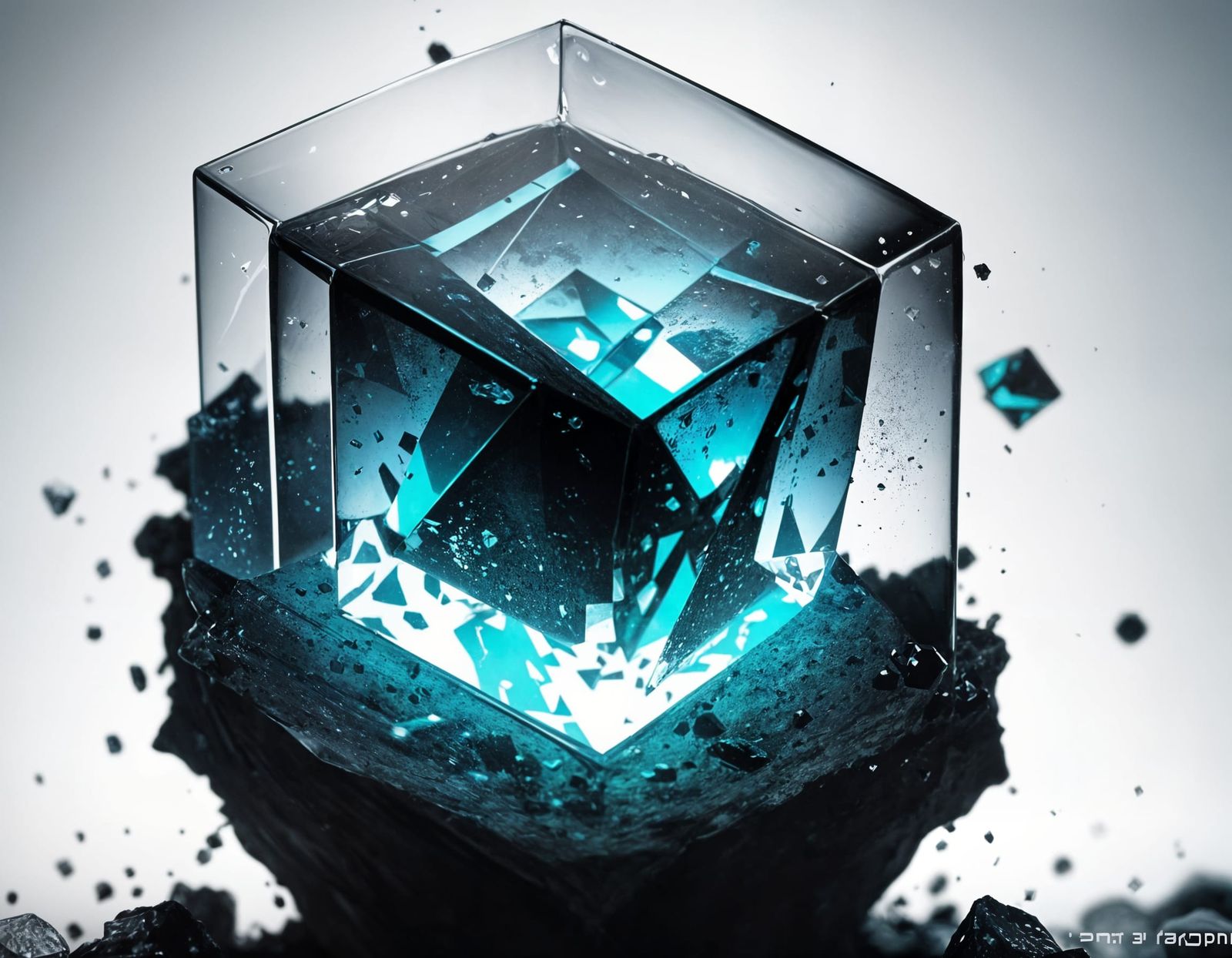 Shattered Glass Cube in a Void: A Haunting, Digital Masterpi...