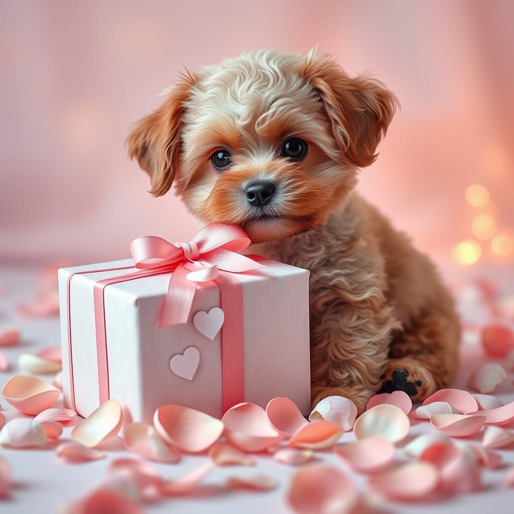 Whimsical Valentine's Scene in Pastel Hues