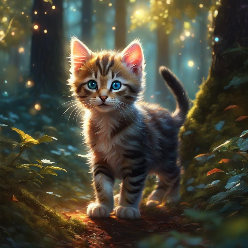 Whimsical Feline Senses Magical Wonderland