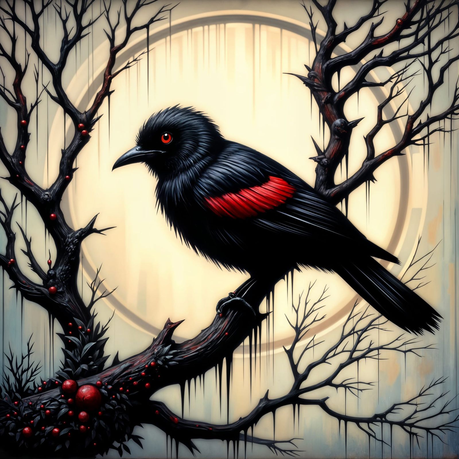 Red-Winged Blackbird on Gothic Branch