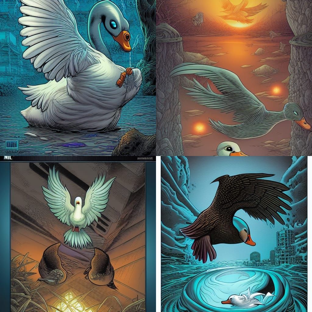 Ghostly Waterfowl in Comic Book Style