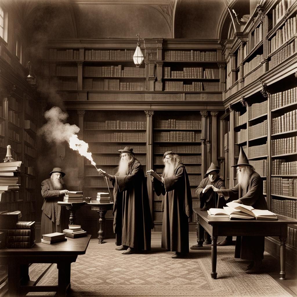 Edwardian Sorcerers in a Mystic Library