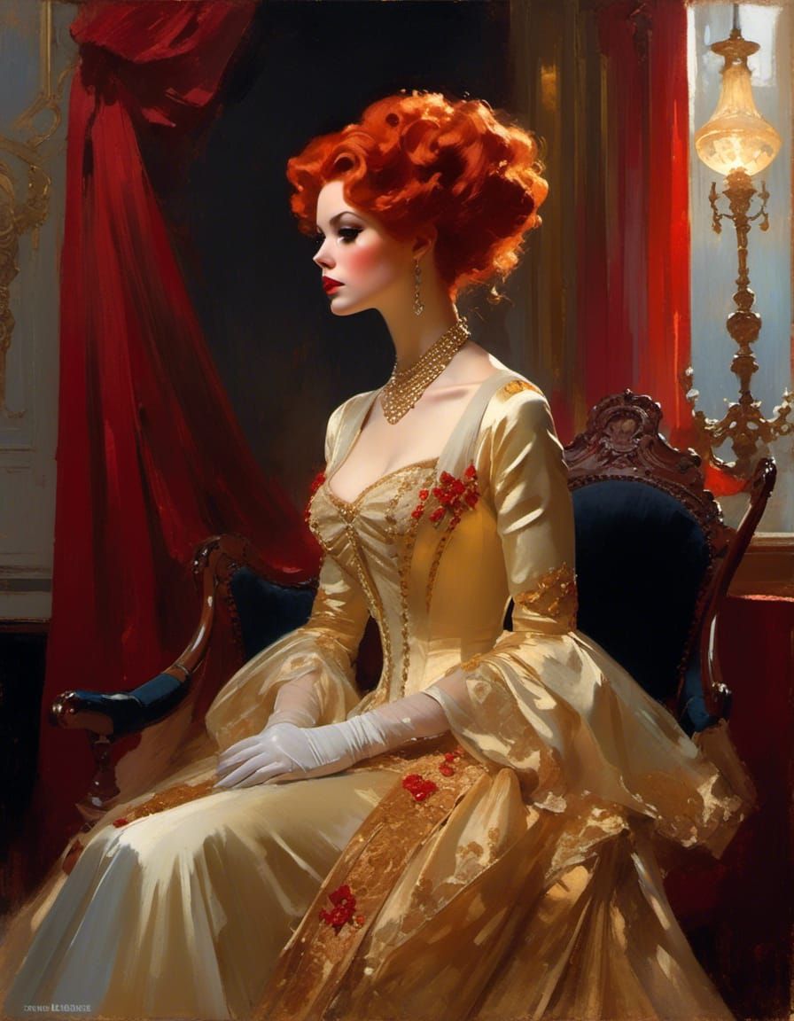 Ethereal Vampiress in Victorian-Era Attire